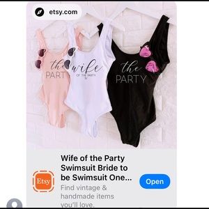 Bachelorette the party swim suit black large etsy